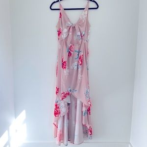 Feminine Flowing Floral - Pink High Low Dress